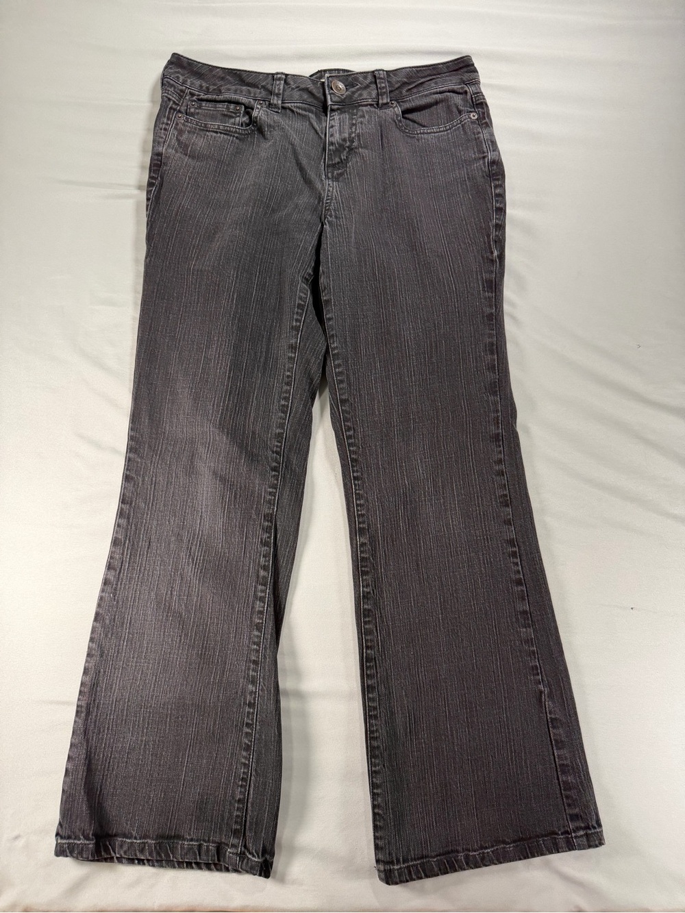 DKNY Jeans Womens Size 8 S/C Black Bootcut Faded Denim Pants Short #1096
